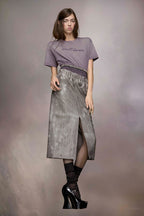 Bicolor Fibres Midi Skirt
