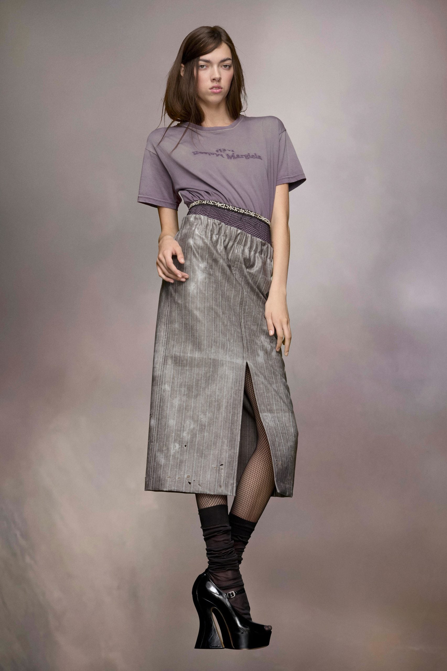 Bicolor Fibres Midi Skirt