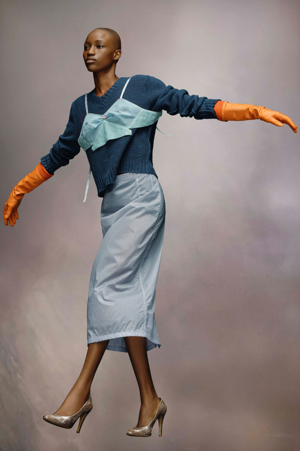 Blue Fibres Midi Skirt