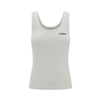 Beige Cotton Sleeveles T-Shirt