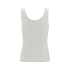 Beige Cotton Sleeveles T-Shirt
