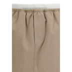 Beige Cotton Mini Skirt