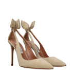 Beige Leather High Heel Pumps
