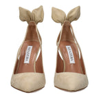 Beige Leather High Heel Pumps