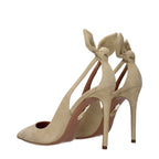 Beige Leather High Heel Pumps