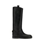 Black Calf Leather Bos Taurus Flat Boots