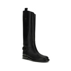 Black Calf Leather Bos Taurus Flat Boots