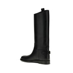 Black Calf Leather Bos Taurus Flat Boots