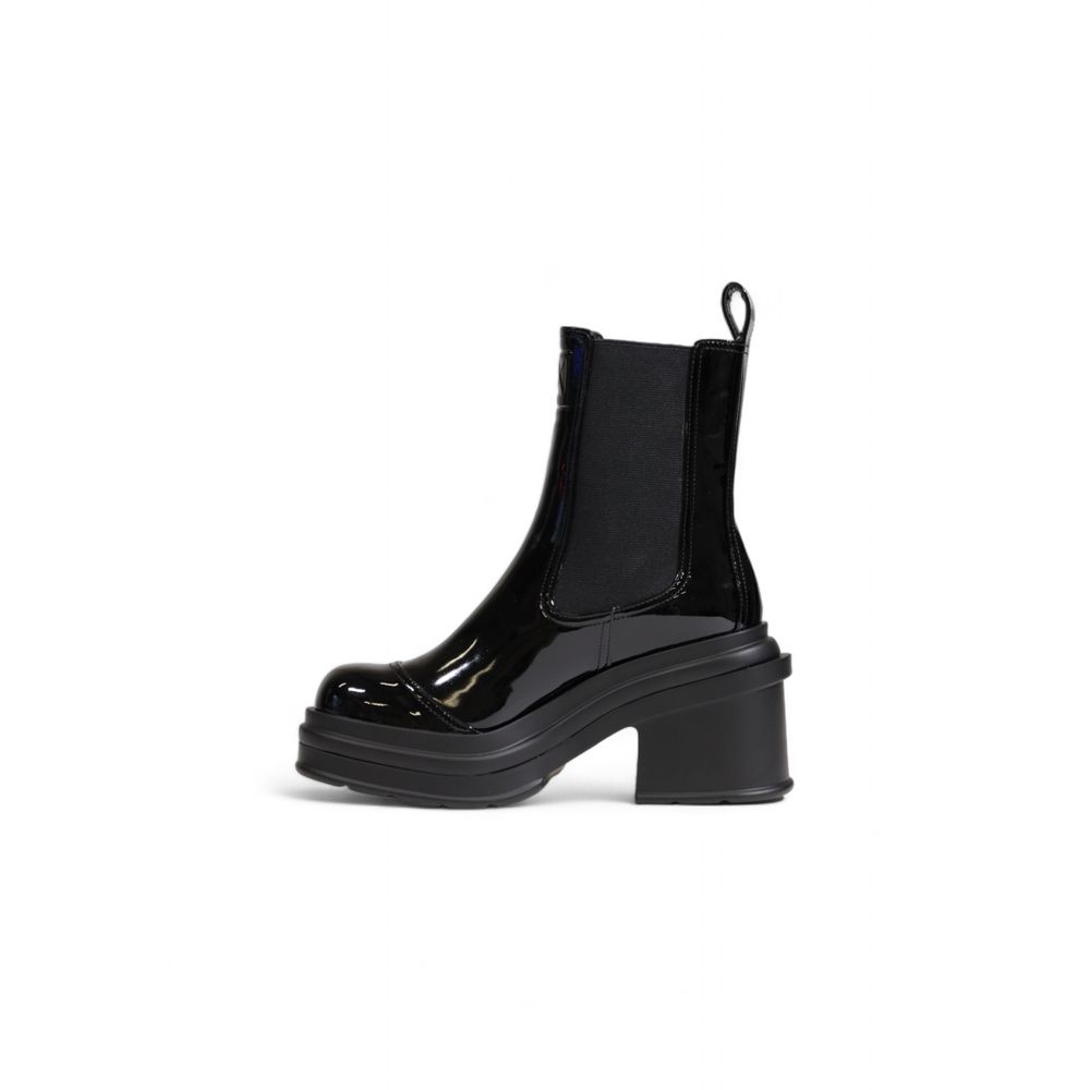 Black Polyester Ankle Boots