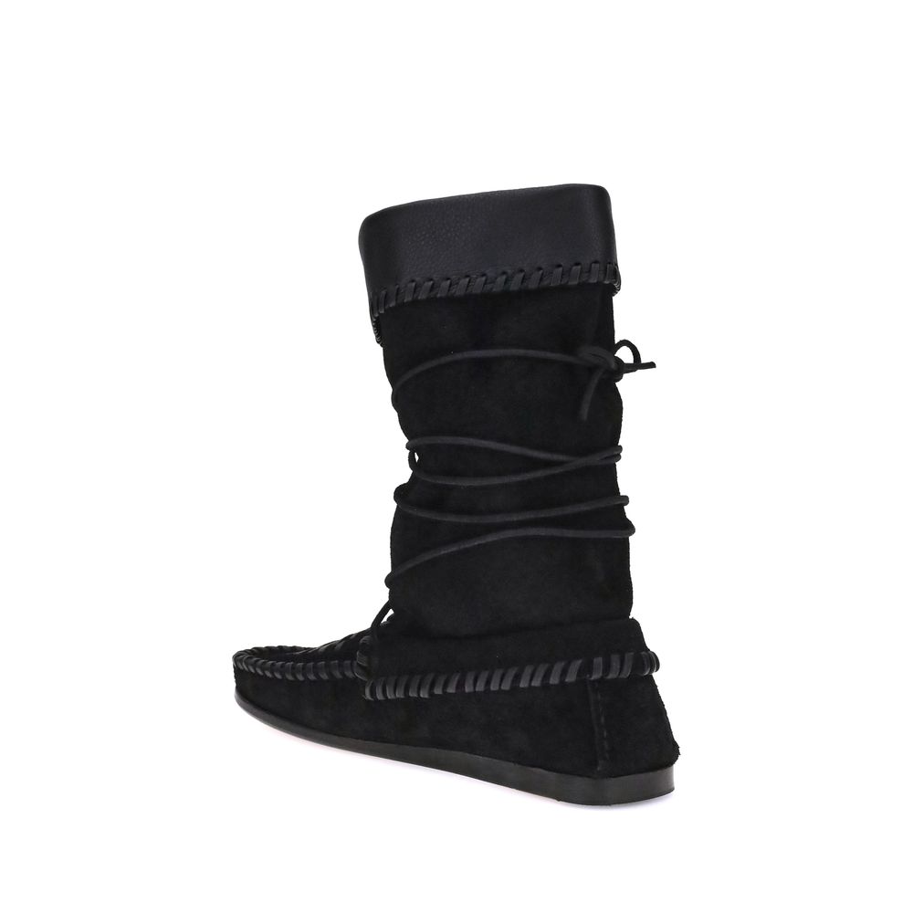 Black Calf Leather Bos Taurus Lace-Up Boots