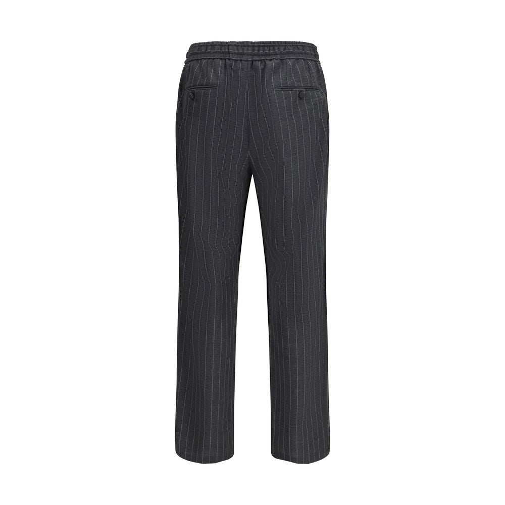 Gray Fleece Wool Casual Pants