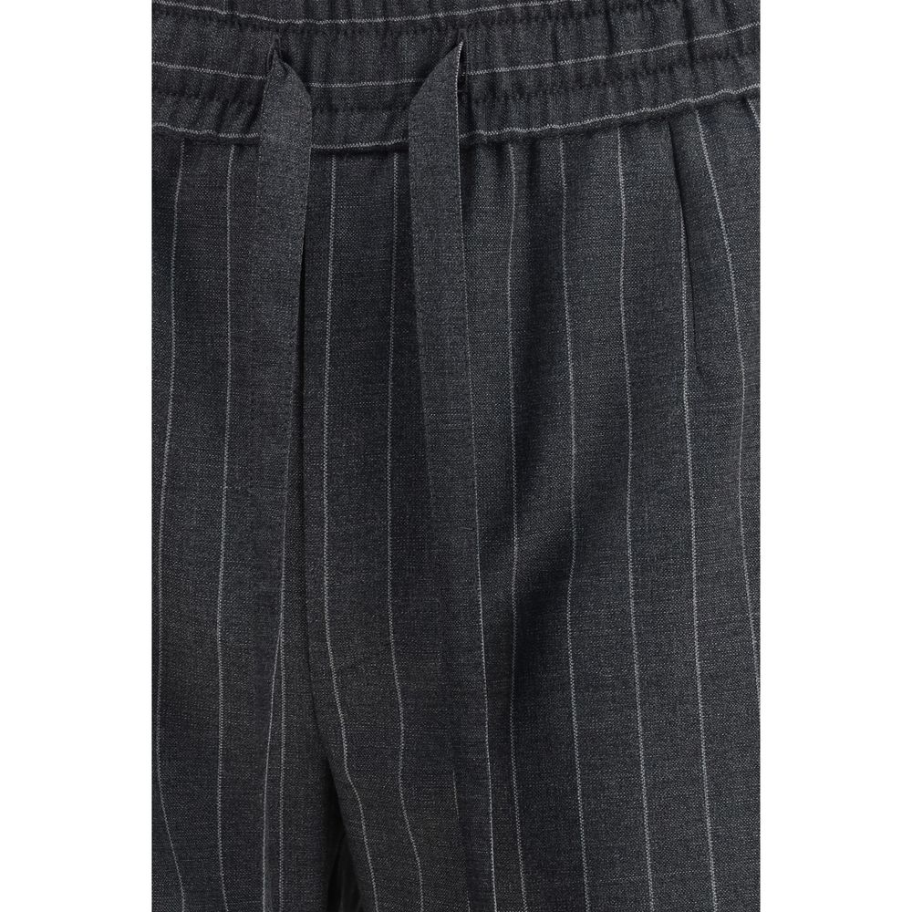 Gray Fleece Wool Casual Pants