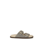Gray Calf Leather Bos Taurus Flat Sandals