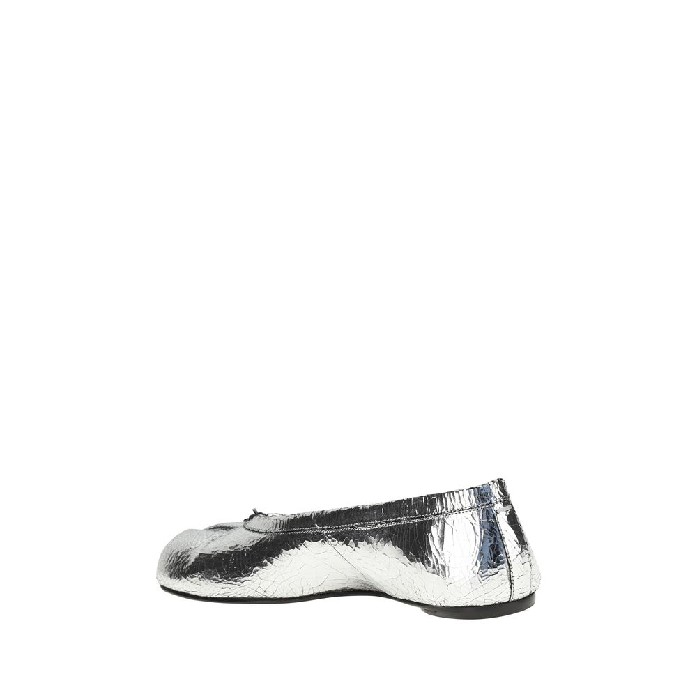 Silver Calf Leather Bos Taurus Ballet Flats