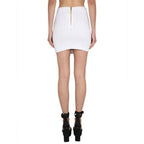 White Polyester Mini Skirt
