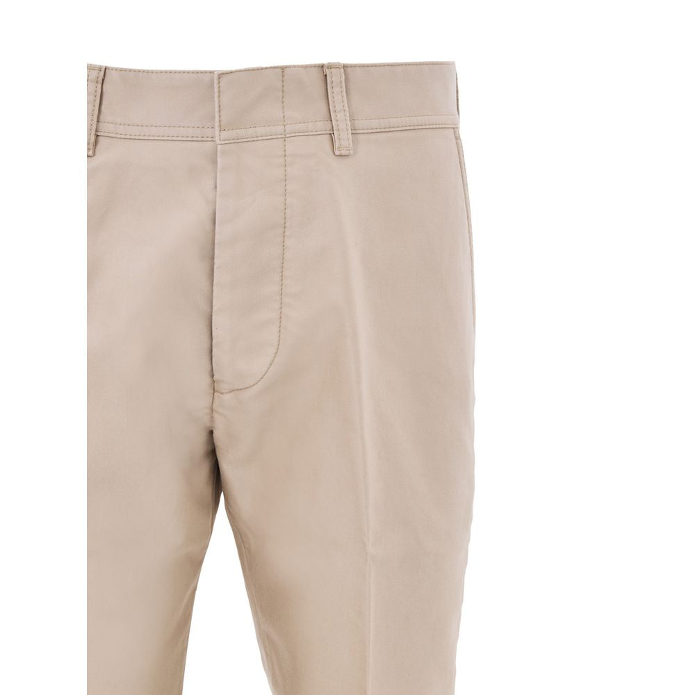 Beige Cotton Chino Pants