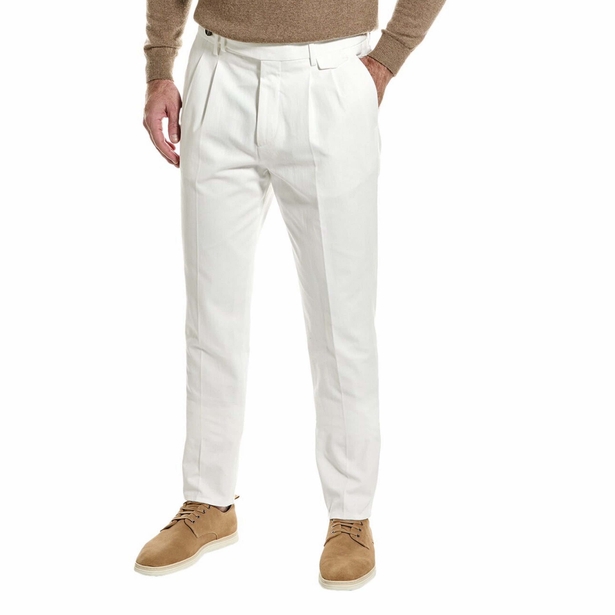 White Cotton Casual Pants
