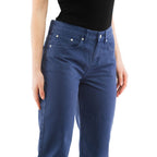 Blue Cotton Straight-Leg Jeans