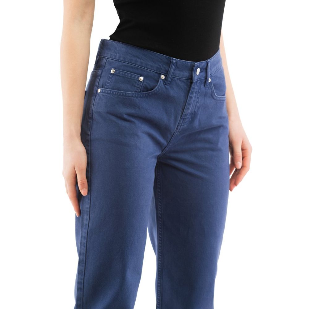 Blue Cotton Straight-Leg Jeans