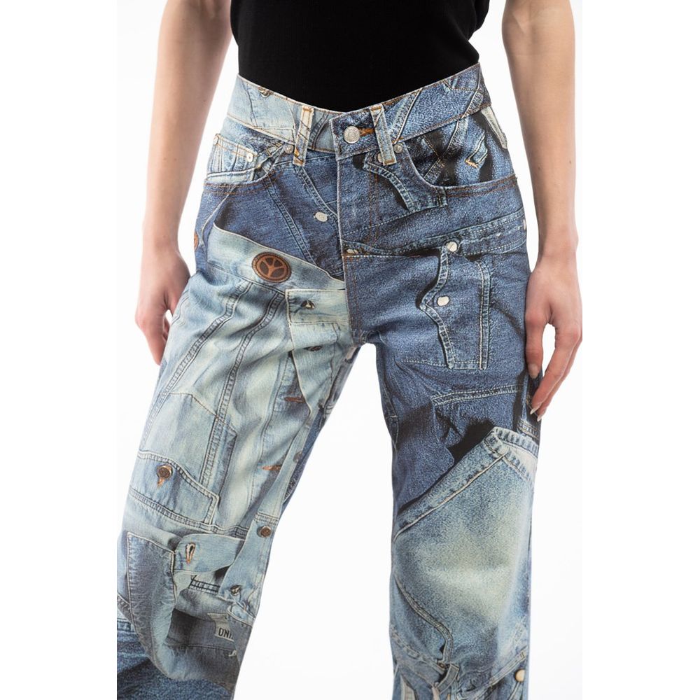 Multicolor Cotton Straight-Leg Jeans