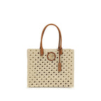 Beige Cotton Shoulder Bag