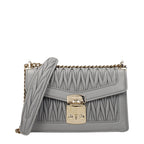 Gray Leather Crossbody Bag