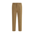 Beige Cotton Casual Pants
