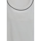 White Cotton Sleeveles T-Shirt