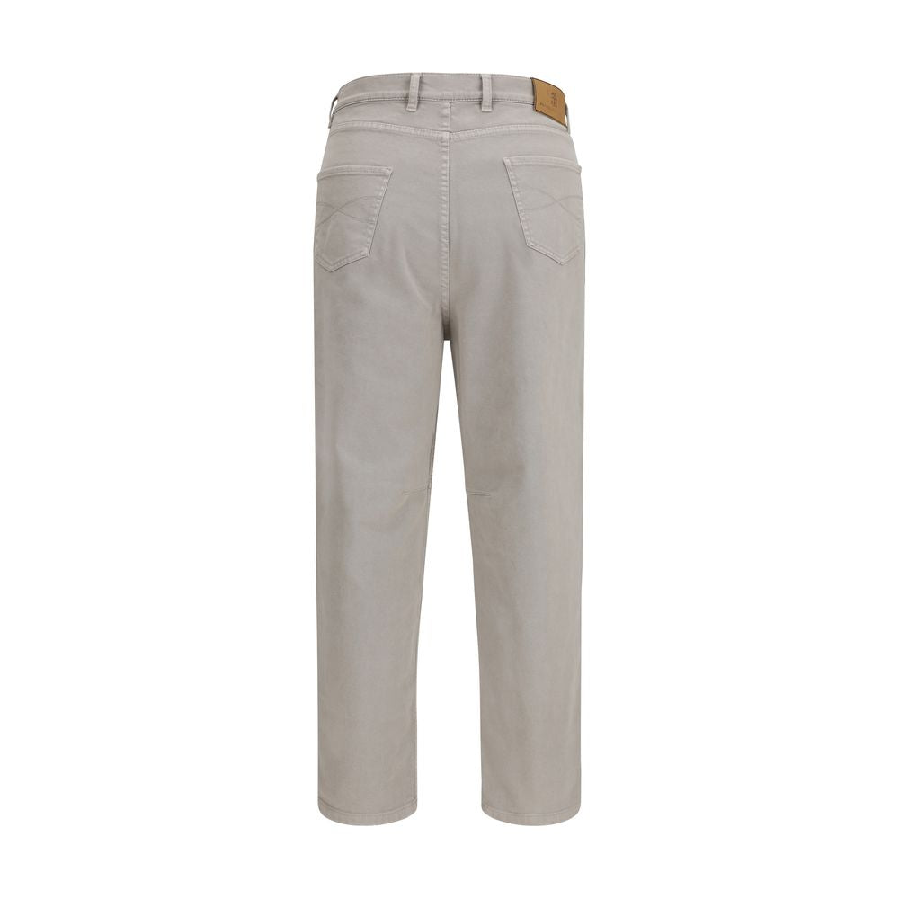 Brown Cotton Casual Pants