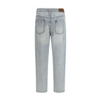 Blue Cotton Straight-Leg Jeans