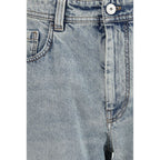 Blue Cotton Straight-Leg Jeans