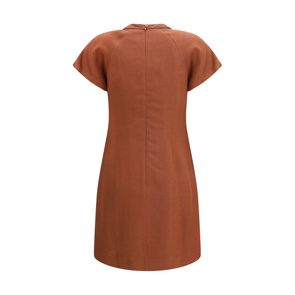 Brown Viscose Casual Dress