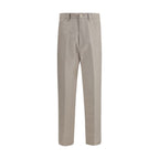 Beige Cotton Casual Pants