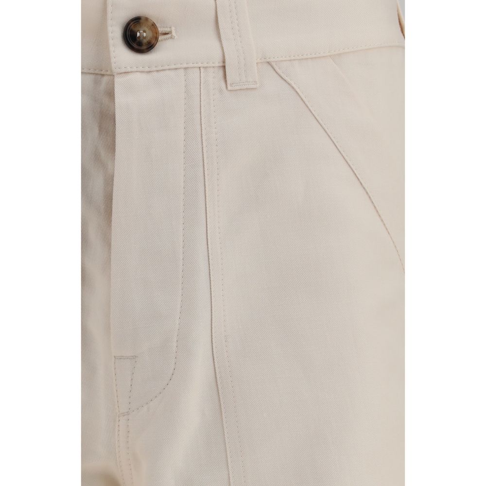 Beige Linen Casual Pants