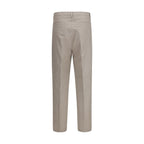Beige Cotton Casual Pants