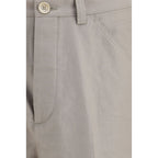 Beige Cotton Casual Pants