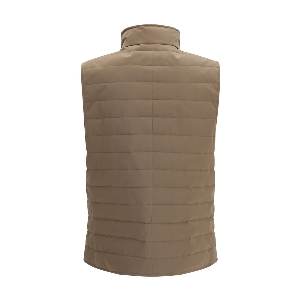 Beige Polyester Sleeveless Jacket
