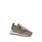 Beige Cotton Chunky Sneakers
