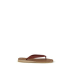 Beige Calf Leather Bos Taurus Flip-Flop Sandals