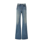 Blue Cotton Flared Jeans