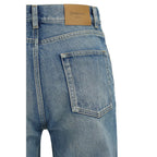 Blue Cotton Flared Jeans