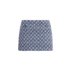 Blue Cotton Mini Skirt