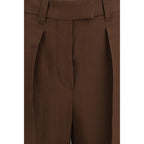 Brown Viscose Casual Pants