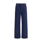 Blue Cotton Straight-Leg Jeans