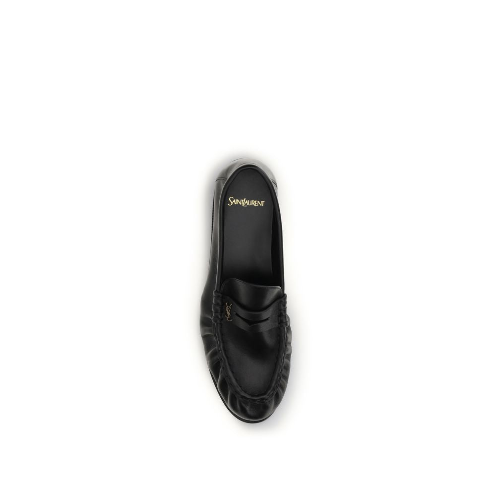 Black Calf Leather Bos Taurus Slip-On Loafers