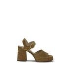 Beige Calf Leather Bos Taurus Platform Sandals