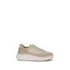 Beige Calf Leather Bos Taurus Platform Sneakers