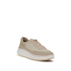 Beige Calf Leather Bos Taurus Platform Sneakers