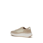Beige Calf Leather Bos Taurus Platform Sneakers