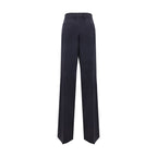 Blue Wool Casual Pants